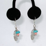 Turquoise and Coral Dangle Earrings