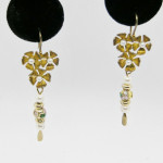 Gold Flowers with Pearls and enameled metal