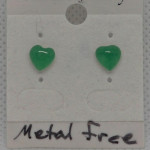 Small Green Agate Heart Post Earrings