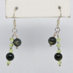 Peridot and Obsidian Dangle Earrings