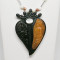 Carved Wood and Glass Pendant