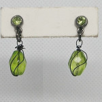 Green Glass Drop Earrings