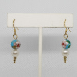 Cloisonné and Pearl Earrings