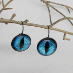 Large Blue Monster/Cat Eye Earrings