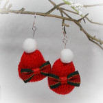 Red Knit Winter Hat Earrings