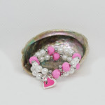 Pink and White Breast Cancer Awareness Bracelet
